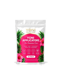 Yoni Peach Care disposable suppository applicators, individually wrapped single-use 15-pack pouch