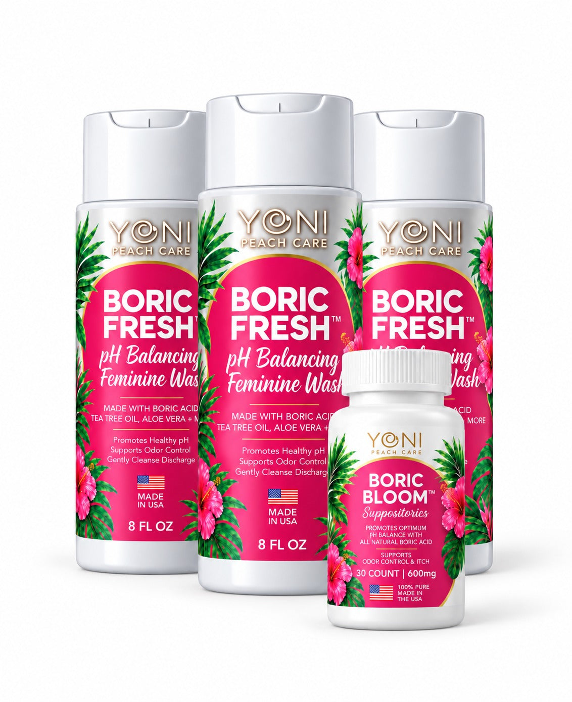 Yoni Peach Care Fresh Balance Duo Bundle with Boric Fresh and Boric Bloom