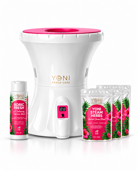 Yoni Peach Care Ritual Balance Bundle with V-Pot, botanical blend and Boric Fresh
