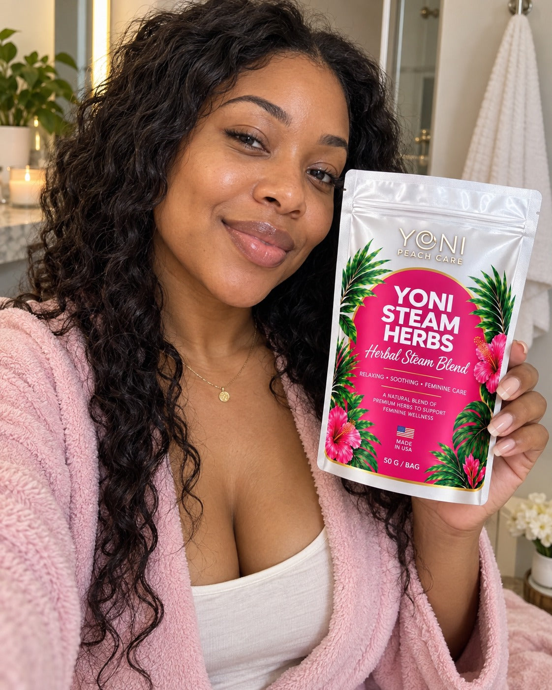 Yoni Peach Care botanical ritual products with Sacred Feminine Herbal Blend
