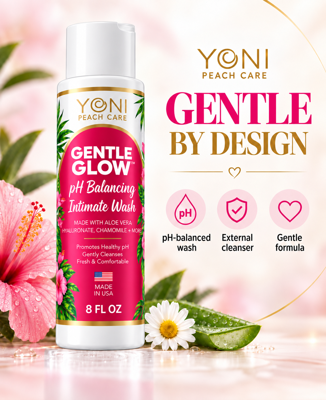 Gentle Glow intimate wash: pH-balanced, external cleanser, gentle formula