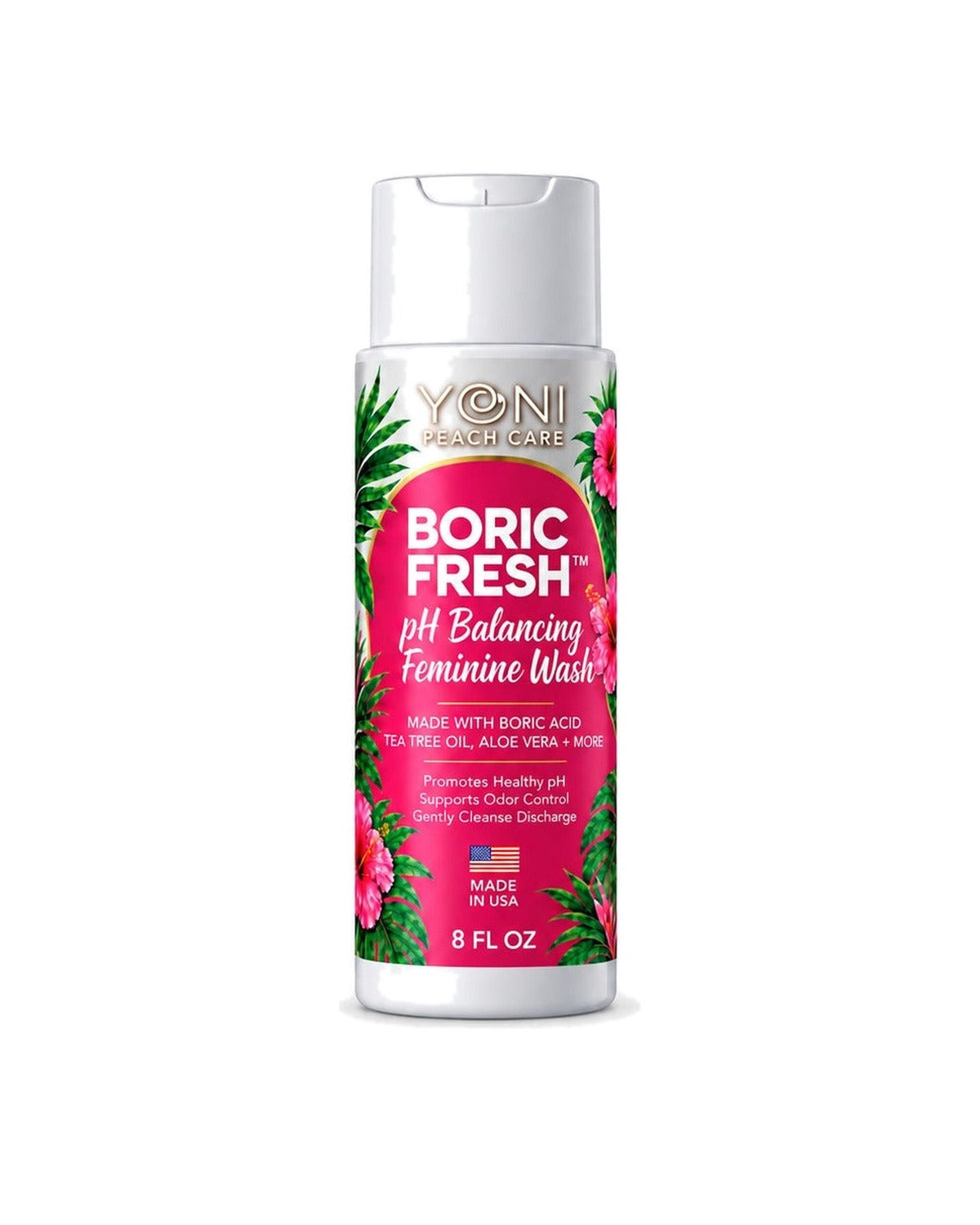 Yoni Peach Care Boric Fresh pH balancing feminine wash, 8 fl oz bottle for external intimate cleansing