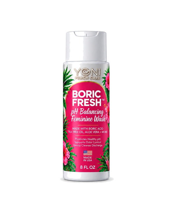 Yoni Peach Care Boric Fresh pH balancing feminine wash, 8 fl oz bottle for external intimate cleansing