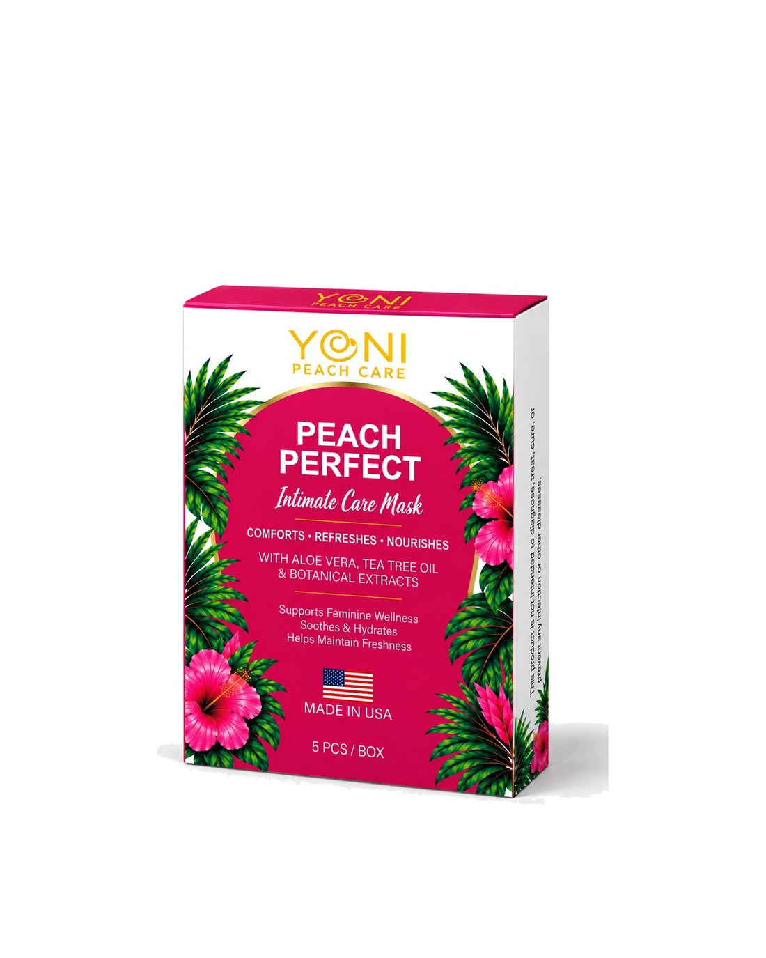 Yoni Peach Care Peach Perfect Intimate Care Mask, box of 5 sheet masks with aloe vera and botanical extracts