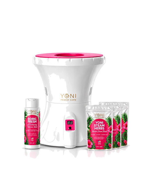 Ritual Balance Bundle: Rejuvenating V-Pot steamer, three Yoni Steam Herbs pouches and Boric Fresh feminine wash
